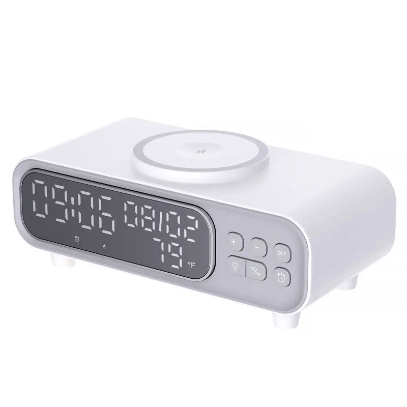 15W Wireless Charger Time Alarm Clock LED Night Light Thermometer Earphone Phone Chargers Fast Charging Dock Station For iPhone