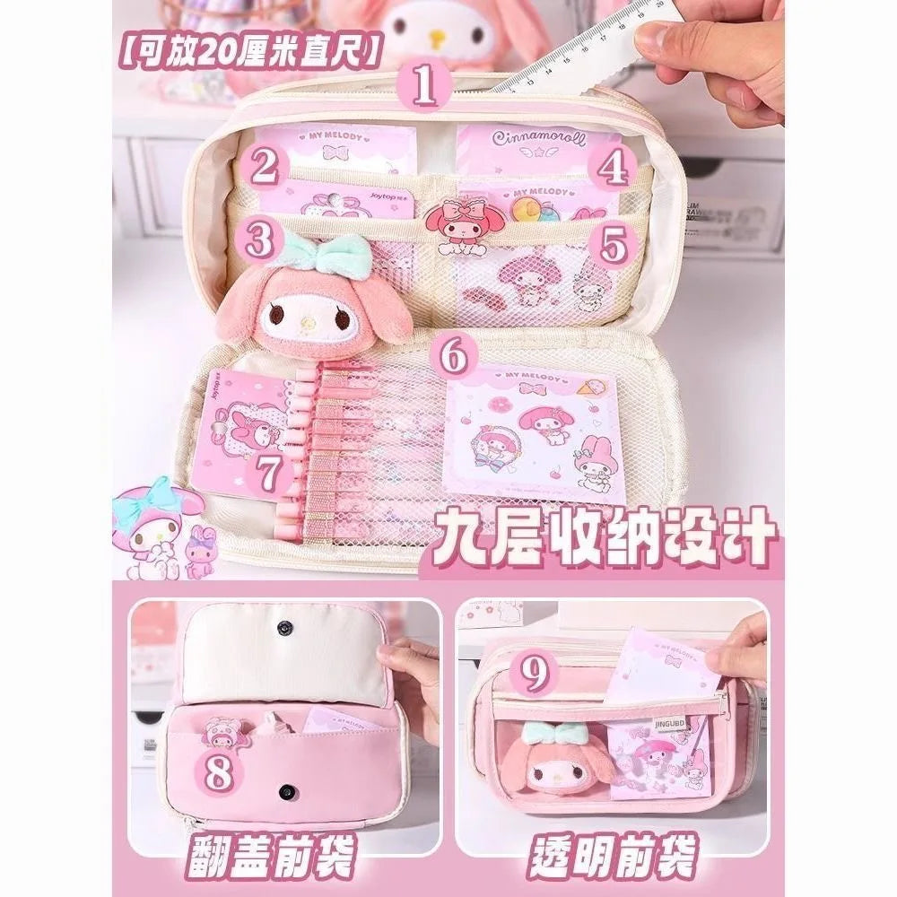 Kawaii Pencil Case DIY Set Cute Korean Stationery Supplies Pen Pouch School Desk Organizer Large Capacity Waterproof
