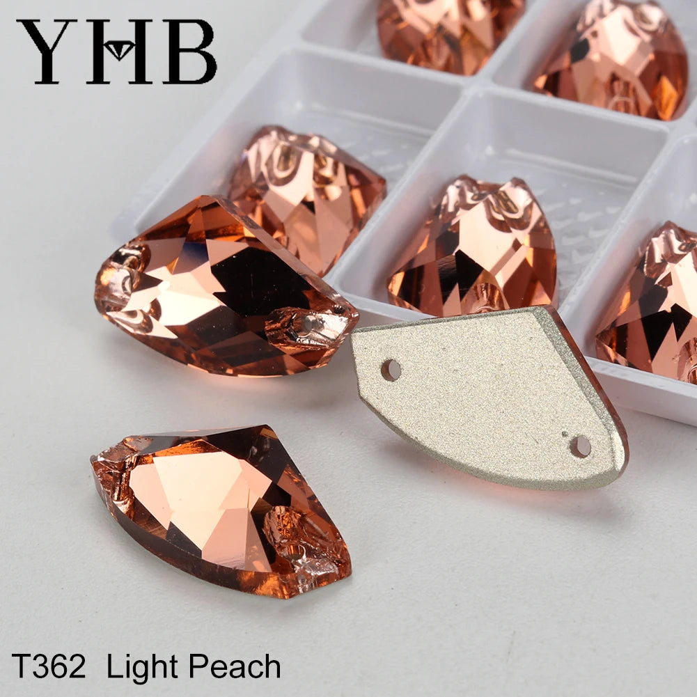 YHB Top Quality Galactic Axe Glass Crystal AB Moonlight Sewing Stones Flatback Sew on Rhinestones For Garment Clothes Bags