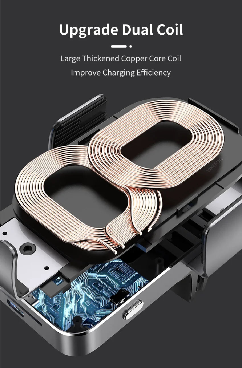 Wireless Charger Car Stand Phone Holder Dual Coil Fast Charging Station For Samsung Z Flip 4 3 2 S21 S20 S10 iPhone 15 14 13 12