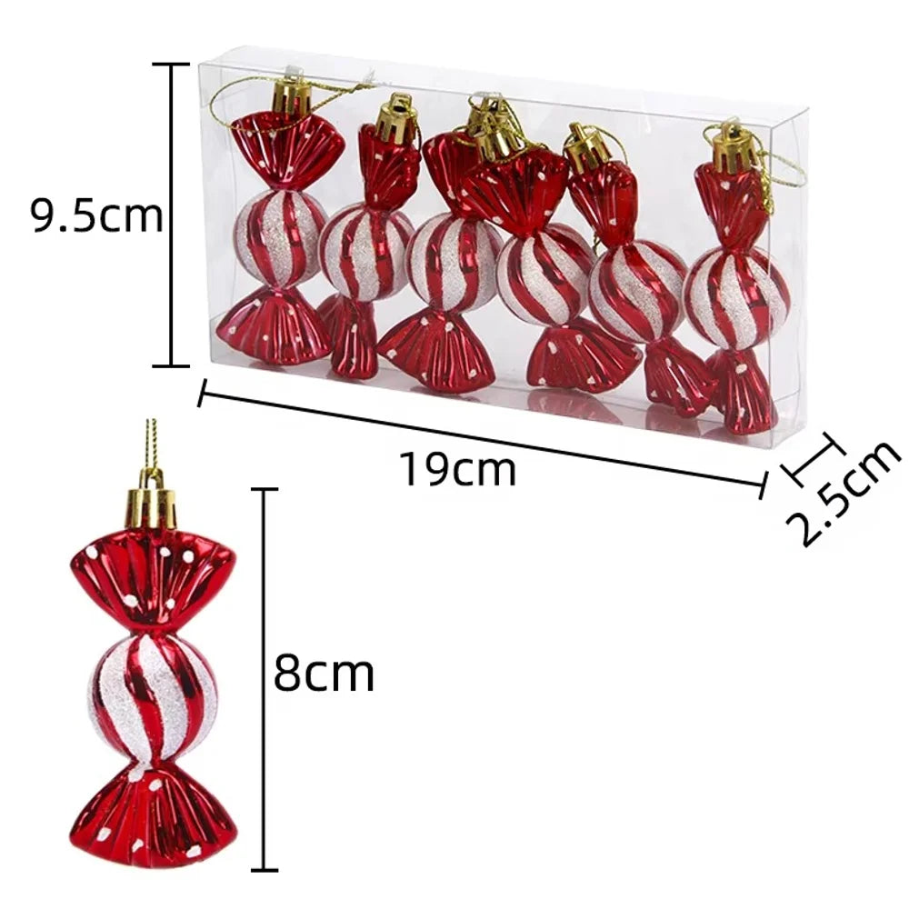 6pcs Christmas Candy Cane Pendant Xmas Tree Hanging Ball Ornaments Christmas Decorations for Home 2026 New Year Gift