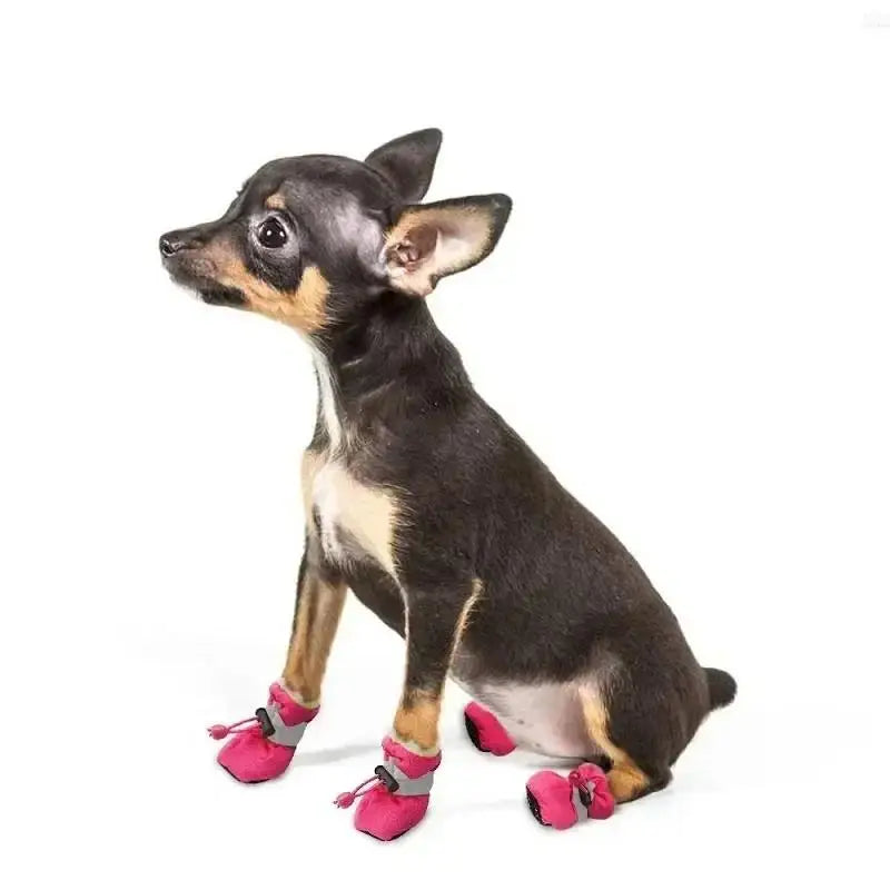 Nya 4-pack Vattentäta Hundskor Anti-halk Regn Snö Stövlar Tjocka Varma för Små Katter Hundar Valpar Strumpor Skor