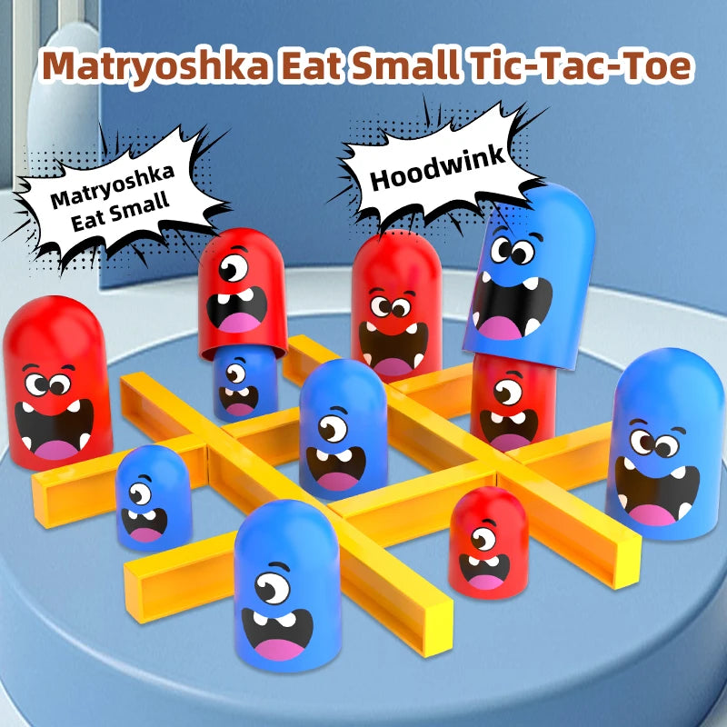Tic-Tac-Toe Eat-and-Be-Sized Stacking Cups Dual Battle Board Game Parent-Child Interactive Logic Thinking Tabletop Toy