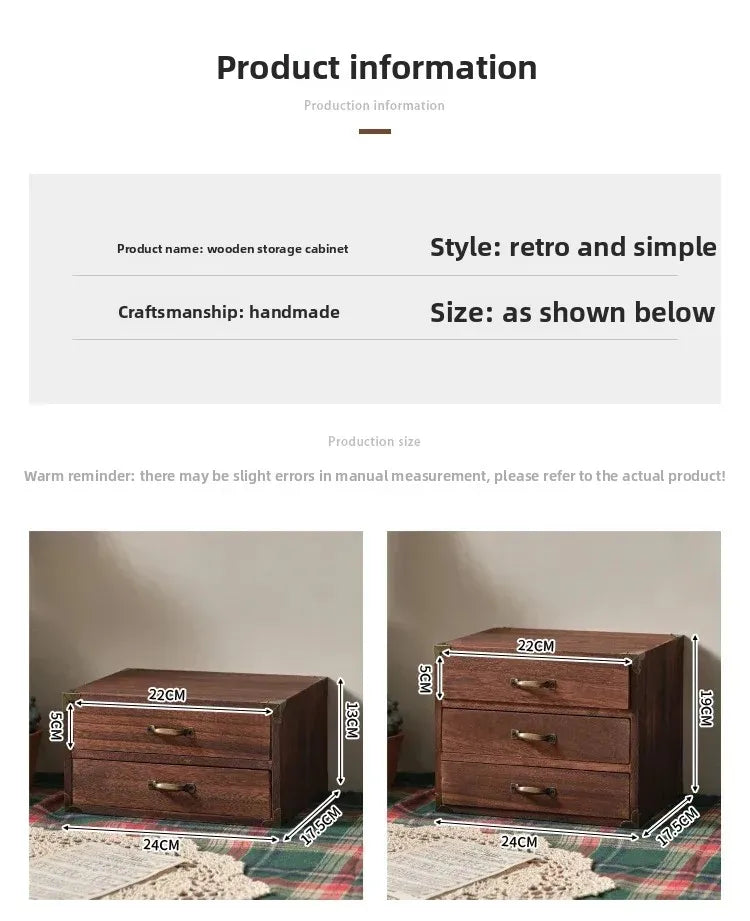 Multifunctional Wooden Desk Organizer with Drawers Desktop Storage Box for Home and Office Elegant Storage Solution for Sundries
