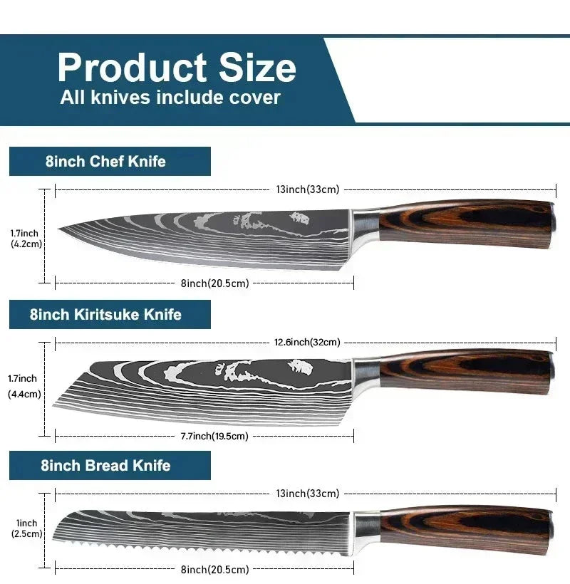 Professional Kitchen Knives Damascus Japanese Santoku Cleaver Slicing Knife Stainless Steel Boning Knife Butcher Cleaver Knife