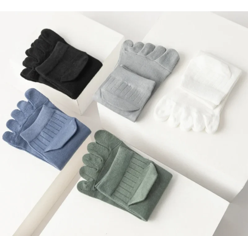 1/3/5 Pairs Mens Five Finger Socks Breathable Ankle Short Socks Thin Cotton Toe Socks with Separate Fingers Fashion Sports Socks