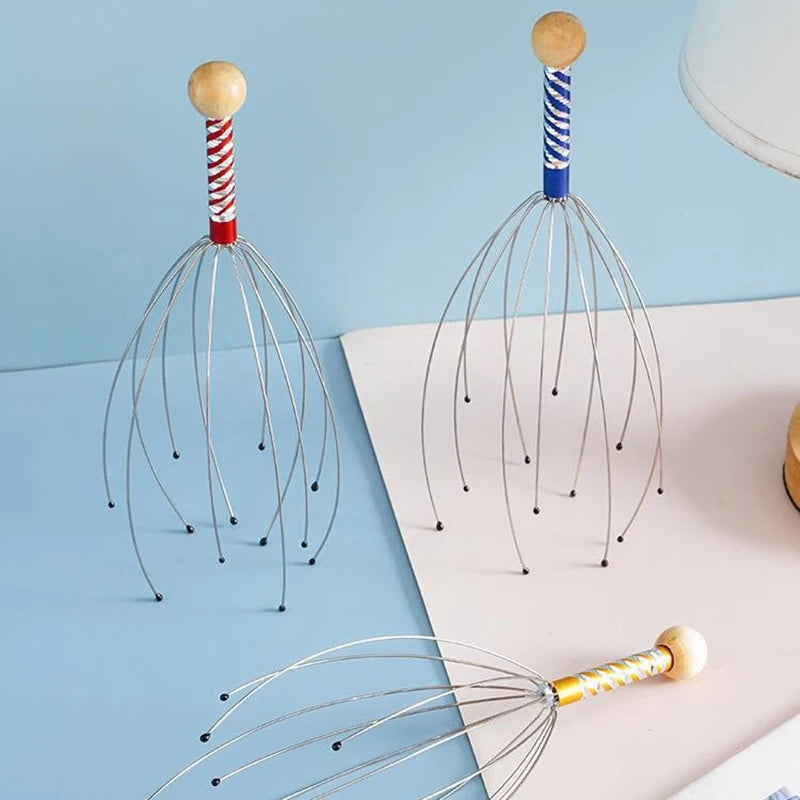 Relax Octopus Head Massager Stainless Steel Engraved Head Relaxer