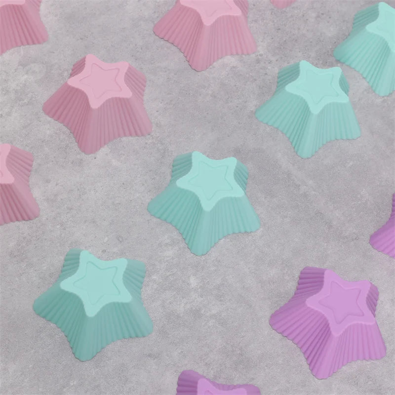 6 Pcs Silicone Cake Star Cupcake Cup Cake Tool Bakeware Baking Silicone Mold Cupcake And Muffin Cupcake For DIY Mini Cake Mould