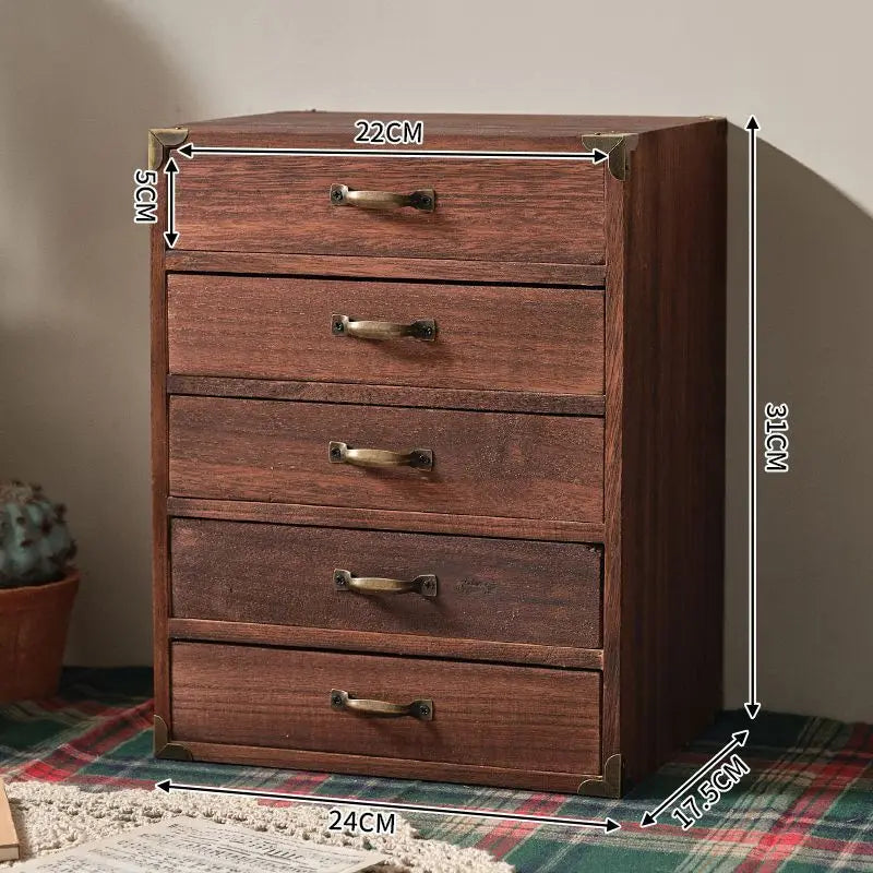 Household storage cabinet multi-layer solid wood storage cabinet wall-side large-capacity storage drawer type organizer kitchen