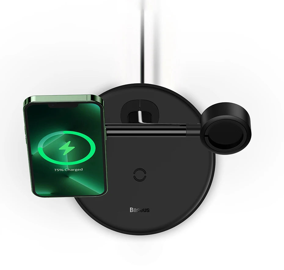 Baseus 3 in 1 20W Magnetic Wireless Charger Stand For iPhone 16 15 14 Pro Airpods Apple Watch Phone Fast Charging Station Holder