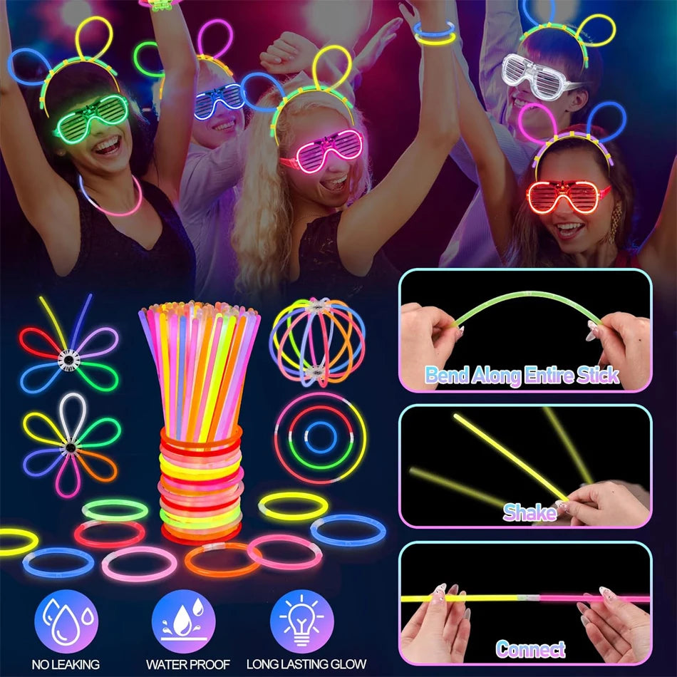 Glow in the Dark Party Supplies Foam Glow Sticks LED Glasses Neon