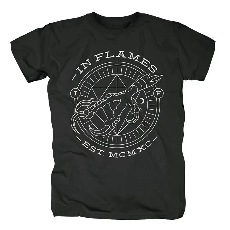 Y2k in Flames Band's Swedish Metal Rock Men's Short-sleeved Pure Cotton Printed T-shirt From An American/European Trendy Brand