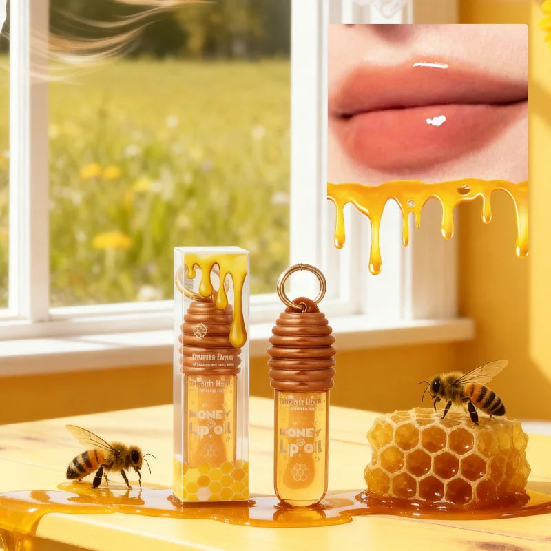 Honey Lip Oil Essence Moisturizing Lip Gloss with Keychain
