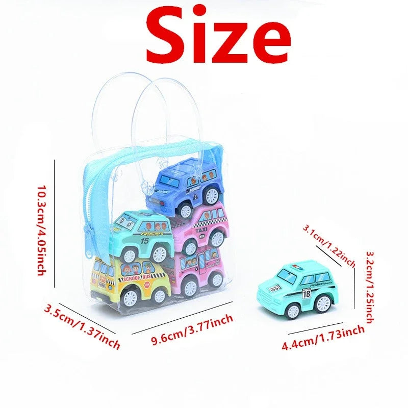 6pcs Car Model Toy Pull Back Car Toys Mobile Vehicle Fire Truck