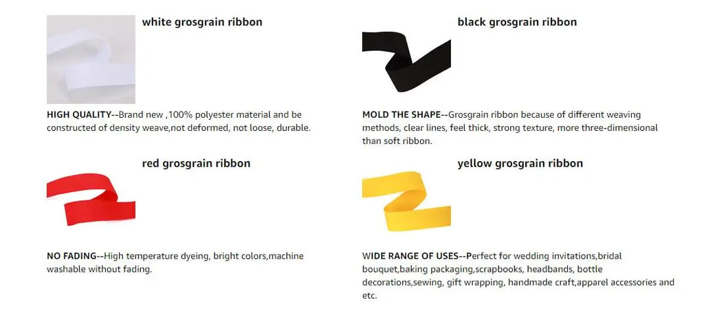 10 Meters Grosgrain Ribbon Solid Fabric for Gift Wrapping Wedding Bows Decoration Hair Sewing Supplies DIY Crafts Accessories