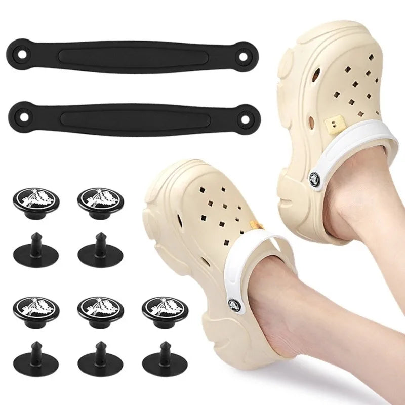 Fashion Hole Shoes Accessories Beach Slippers Sandals Straps Detachable with Rivets DIY Shoe Decoration Replacement