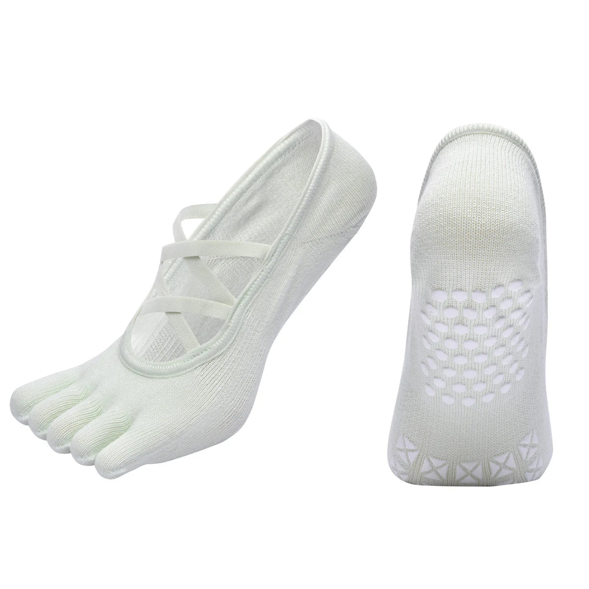 Women Bandage Breathable Pilates Socks Ladies Anti-slip Cotton Backless Sock Five Toes Ballet Dance Fitness Workout Sports Socks