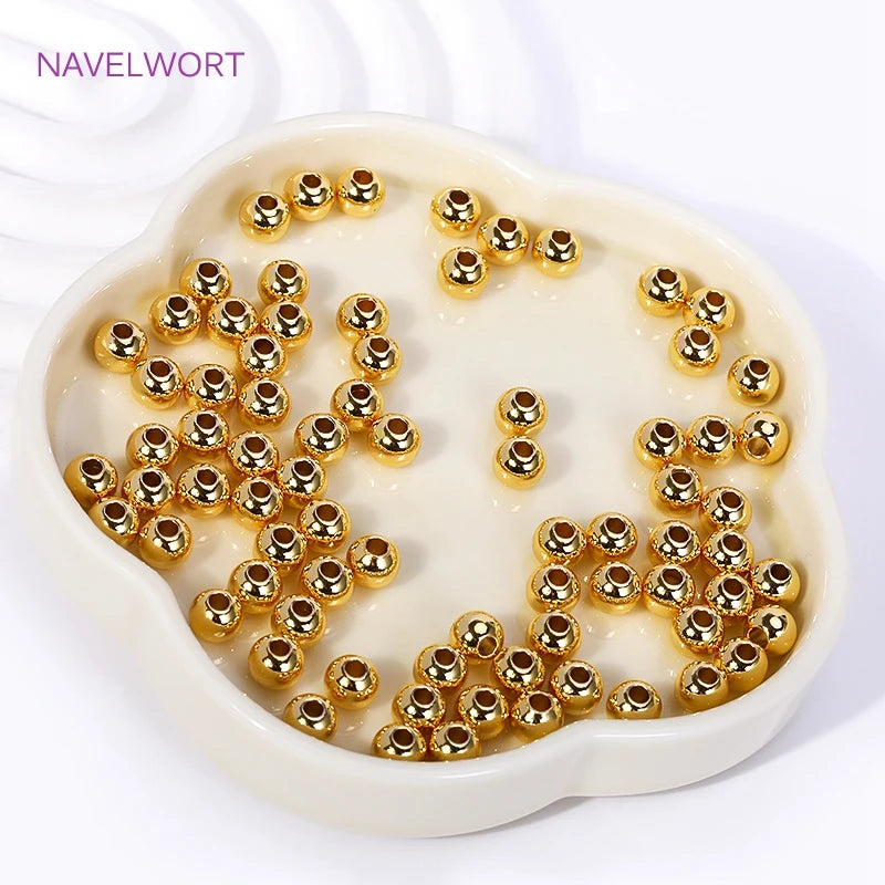 2/2.5/3/4/5/6mm 18K Gold Plated Loose Beads Brass Round Spacer