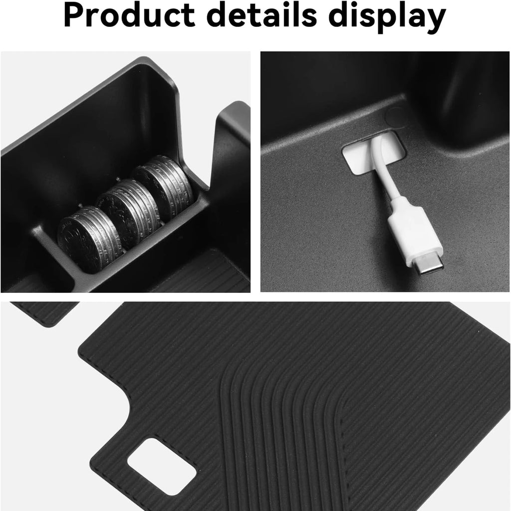 Car Armrest Storage Box Lower Center Console Organizer Cup Holder Storage Box Wireless Charger Panel Mat For KIA EV9 2024 2025