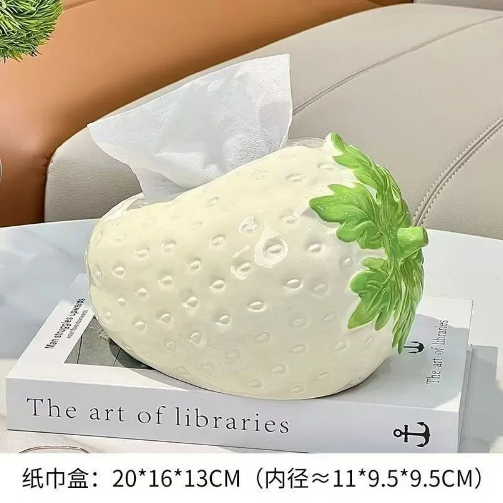 Creative Cute Strawberry Tissue Box Universal Napkins Box Plastics Paper Towel Case Bedside Table Large Capacity