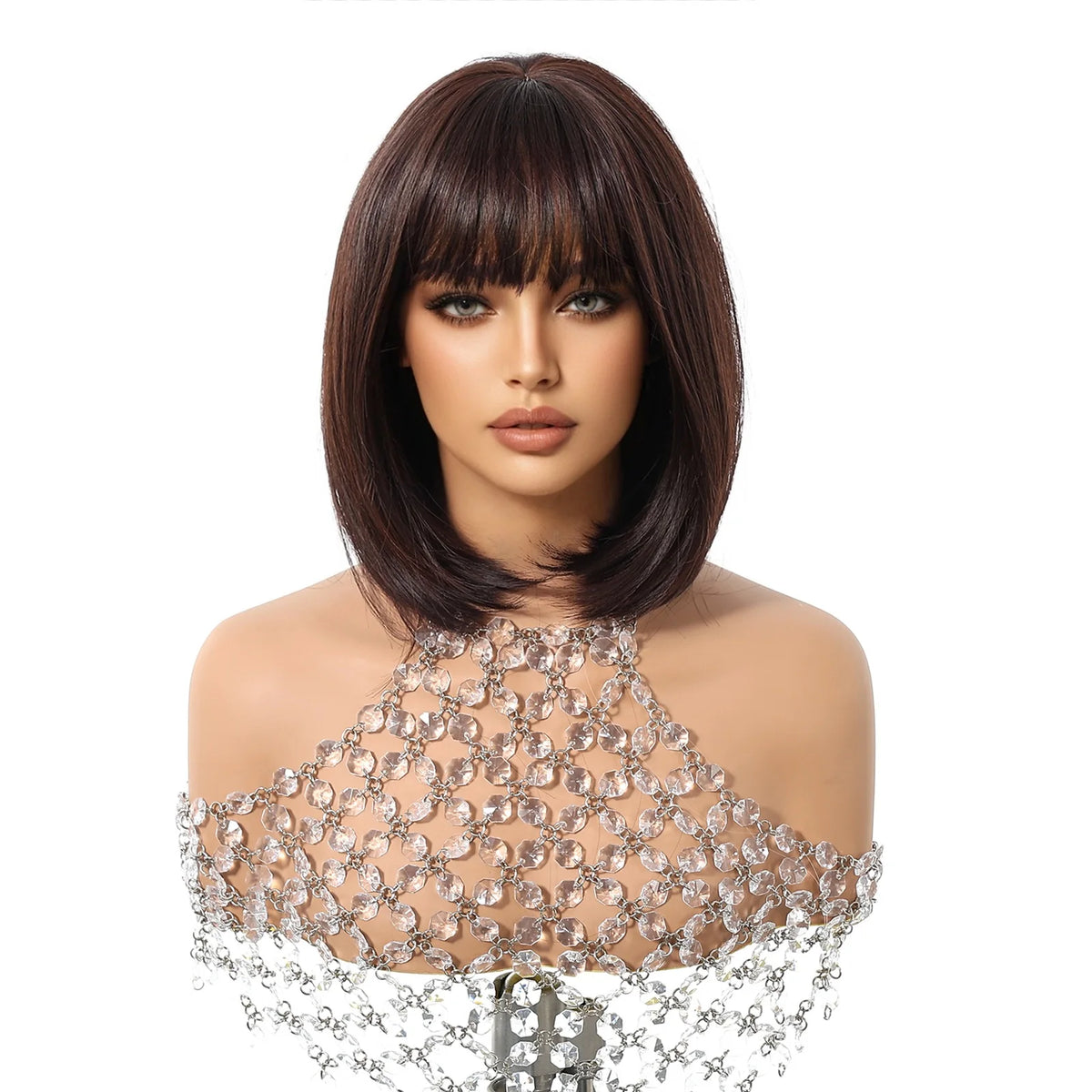 HENRY MARGU Dark Brown Bob Wig With Bangs