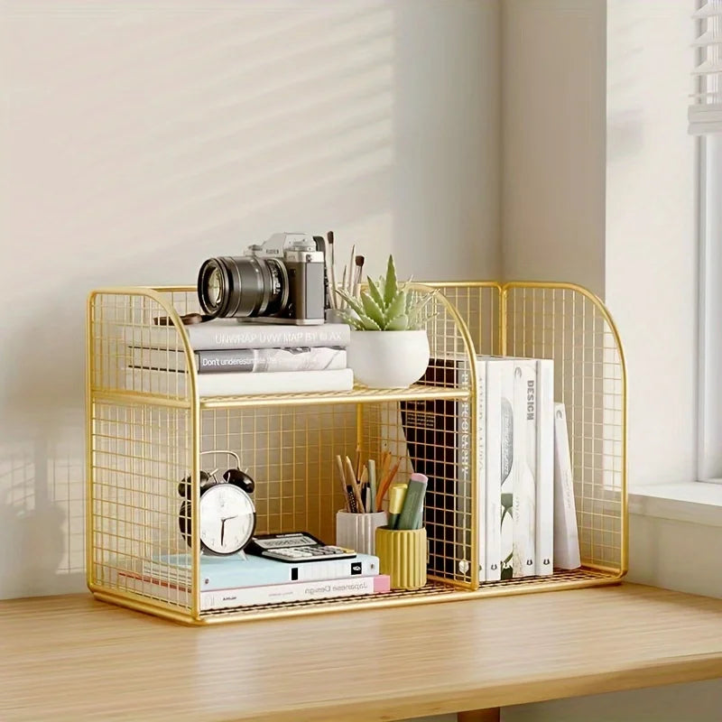 Desktop Bookshelf Tiered Desk Organizer - Durable Bookshelf For Office, Student Desk Shelves Racks Storage Holders Organizer