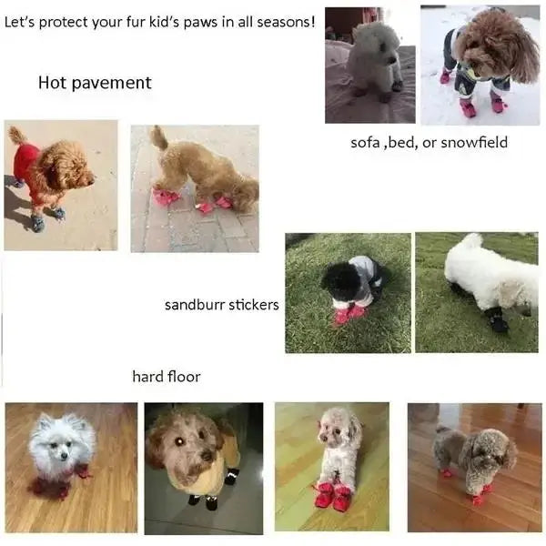 Nya 4-pack Vattentäta Hundskor Anti-halk Regn Snö Stövlar Tjocka Varma för Små Katter Hundar Valpar Strumpor Skor