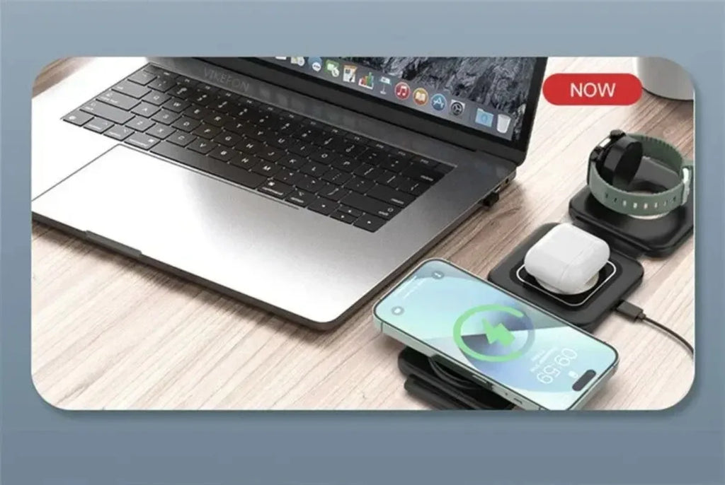 3 In 1 Magnetic Wireless Charger 30W Fast Charging Station Pad Foldable Phone Chargers Stand for iPhone 16-12 IWatch 8 7