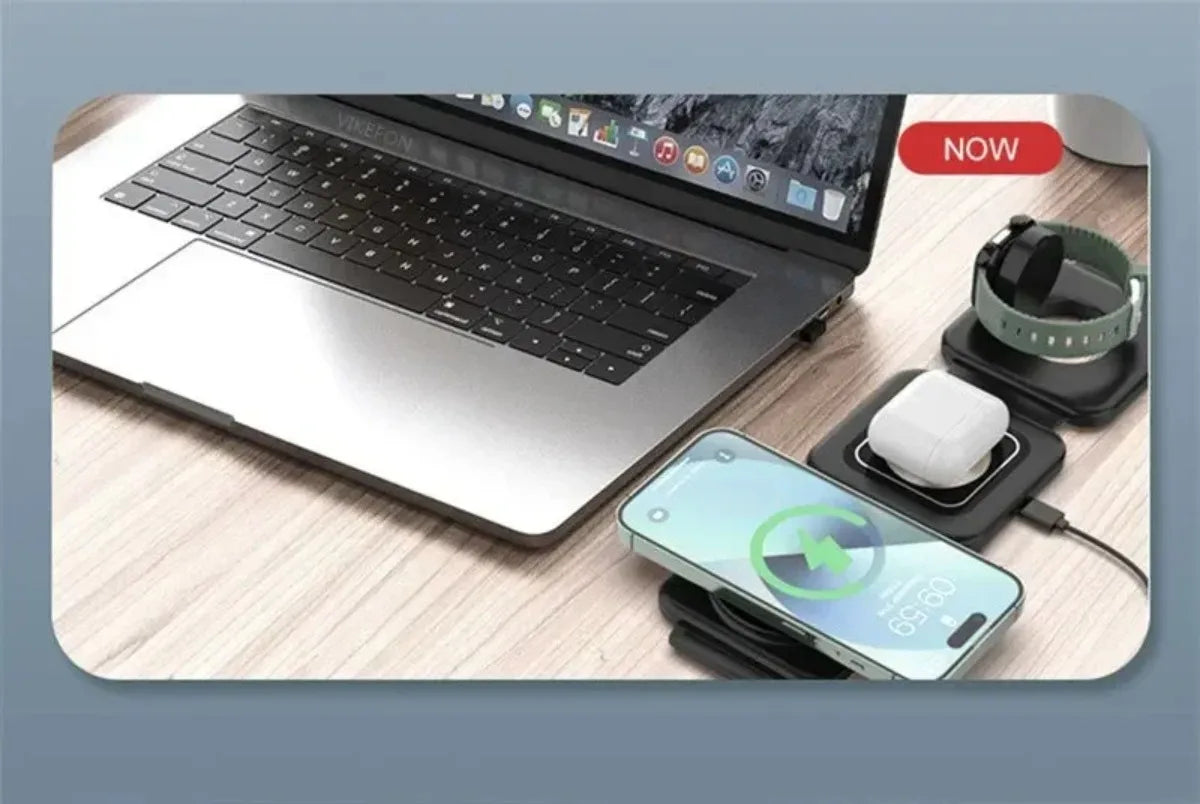 3 In 1 Magnetic Wireless Charger 30W Fast Charging Station Pad Foldable Phone Chargers Stand for iPhone 16-12 IWatch 8 7