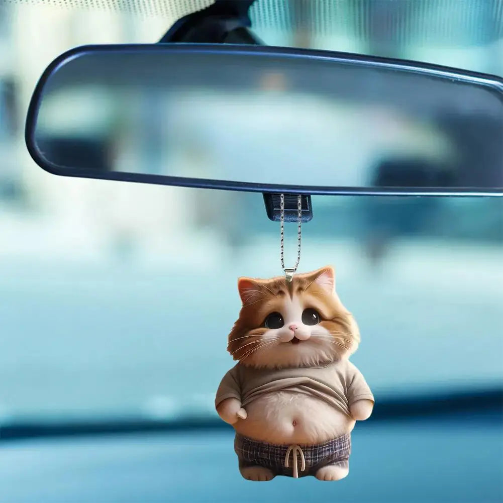 Fat Puppy Keychain 2d Flat Acrylic Cartoon Dog Ornament Car Mirror Backpacks Hanging Pendant For Home Decor G3z1