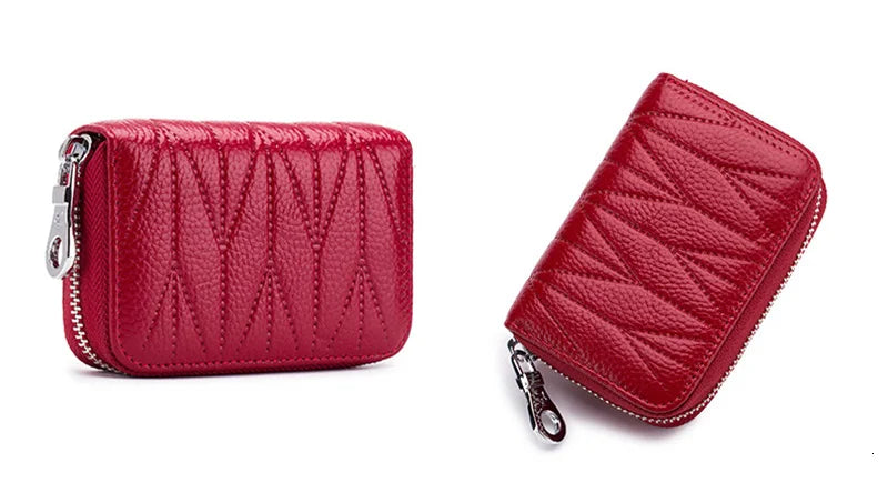 RFID Wallet for Women  Genuine Leather Female Travel Purse Zipper  Women's Wallet 36 Card Holder мини кошелек жен