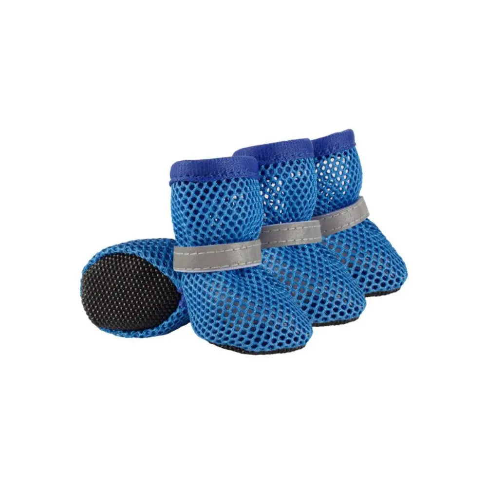 4pcs/set Fashion Breathable Dog Mesh Shoes Non-slip Reflective Dog Net Shoes Wear Resistant Hollow Out Dog Shoes Summer