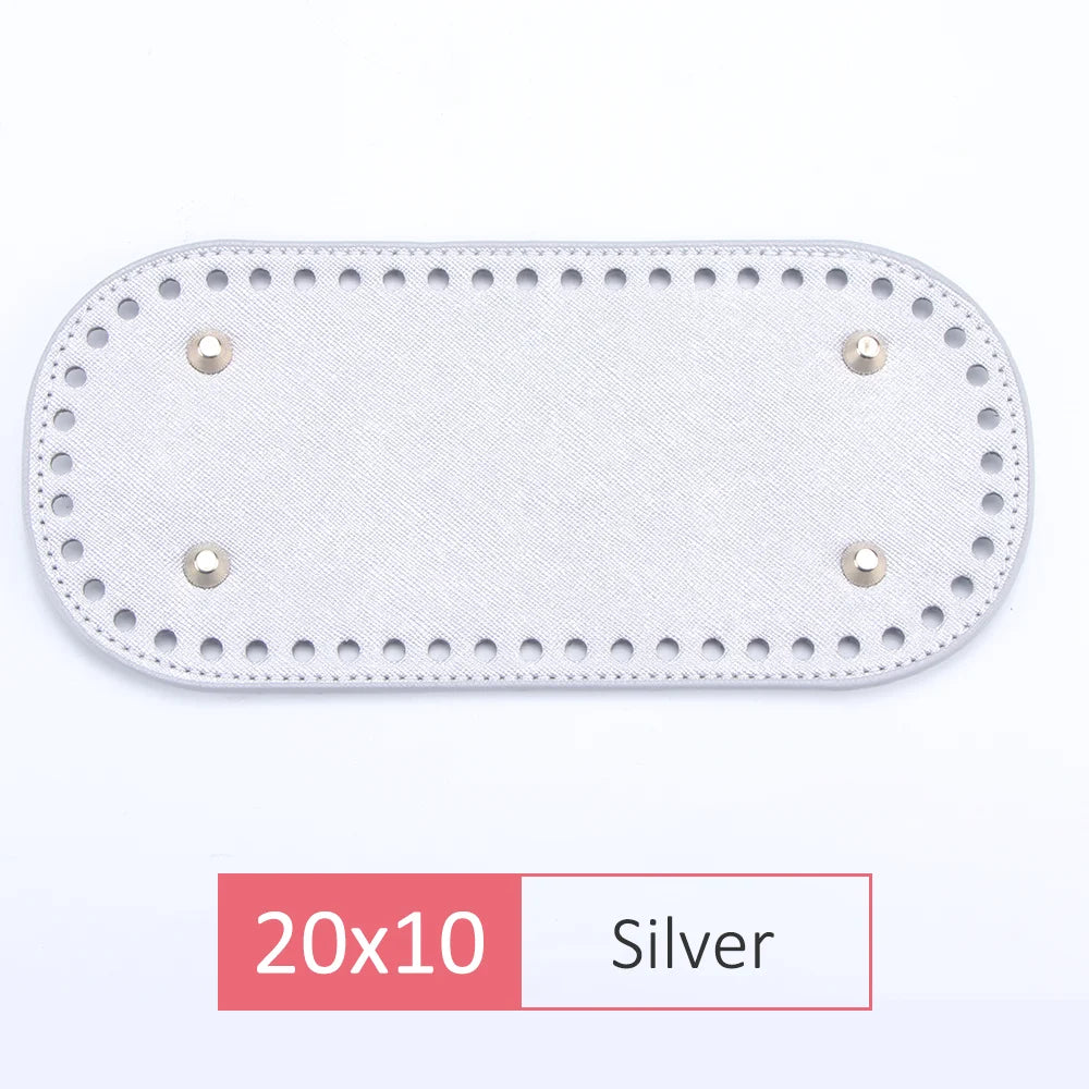 QJH 1 Pcs PU Leather Oval/Round Long Knitting Crochet Bags Bottom for Thick Yarn DIY Weaving Supplies Home Decor Purse Making