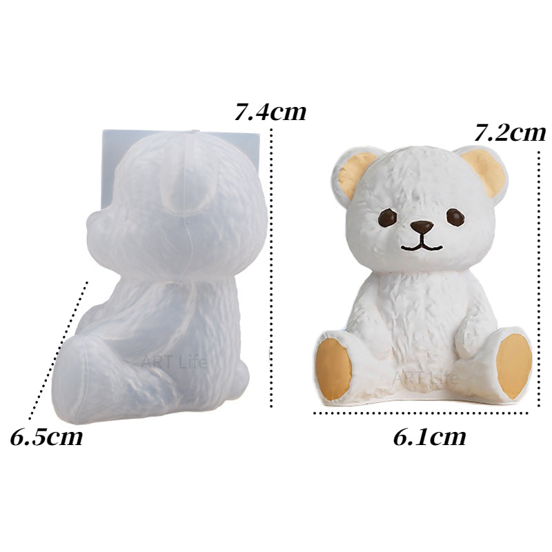 Diy Smiling Teddy Bear Silicone Candle Mold 3D Animal Soap Resin Craft Plaster Making Kit Handmade Ice Cube Mold Home Decor Gift