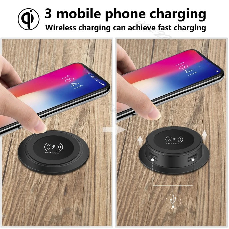 Three in One Multifunctional Hidden USB Bedside Table Sofa Armrest Desktop Office Furniture Embedded Wireless Charger