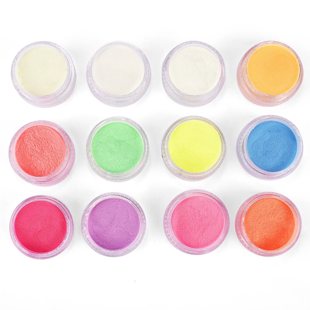 6/12pcs Set Luminous Powder Resin Pigment DIY Epoxy Resin Mold Nail Art Glitter Powder Glow In The Dark Jewelry Making Supplies