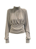 Women Grey GothicT-Shirt Harajuku Y2K Tee Top 90s Vintage Long