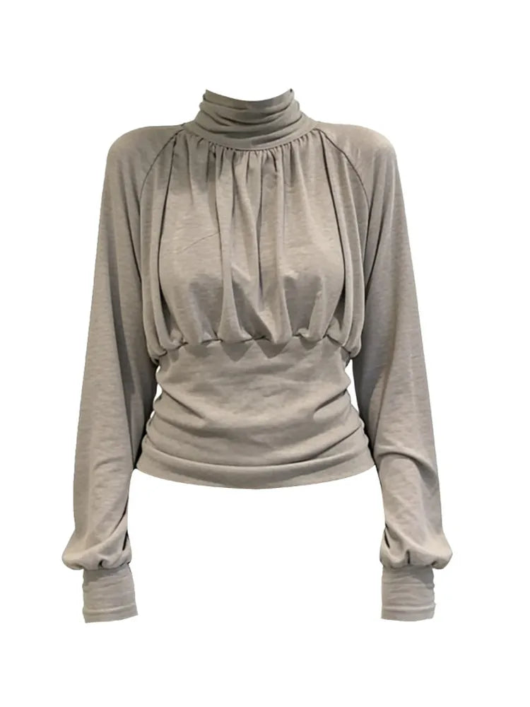 Women Grey GothicT-Shirt Harajuku Y2K Tee Top 90s Vintage Long