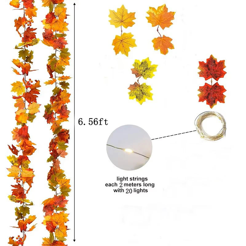 Autumn Artificial Maple Leaf Vine 200cm