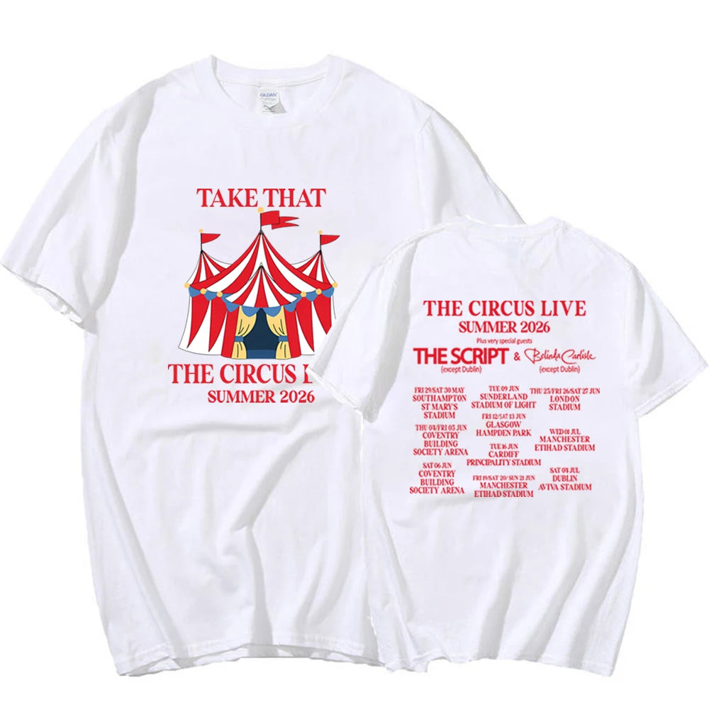 Vintage Take That Circus Live Summer 2026 Tour T-Shirt TT & Party Music Band Concert Tee Trendy Unisex Short Sleeve Summer Tops