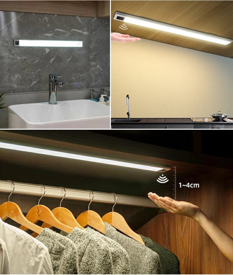 Wall Lamps Indoor LED Lighting Bar Hand Sweep Motion Sensor Light for Bathroom Kitchen Closet 5V USB Rrchargeable Mirror Light