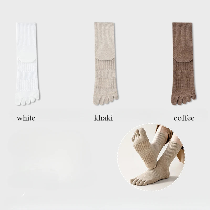 3 Pairs Five Finger Socks Men Anti-slip Sports Athletic Crew Socks Men High Quality Cotton Toe Socks Basketball Middle Tube
