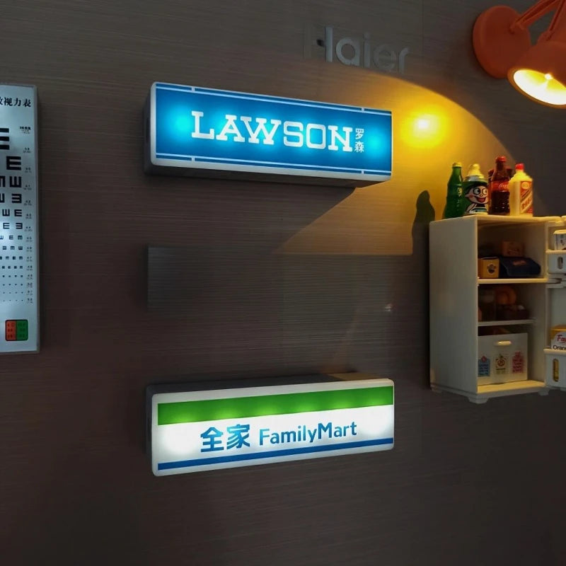 Fridge Magnet Convenience Store Night Light Glowing Signboard Miniature Room Decor Luxury Home Decor