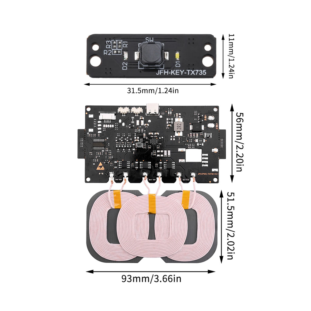 Type C High-power Wireless Charging Module DIY Vehicle Outdoor Power Supply 20W Fast Charging Input 9-32V Wireless Charger Parts