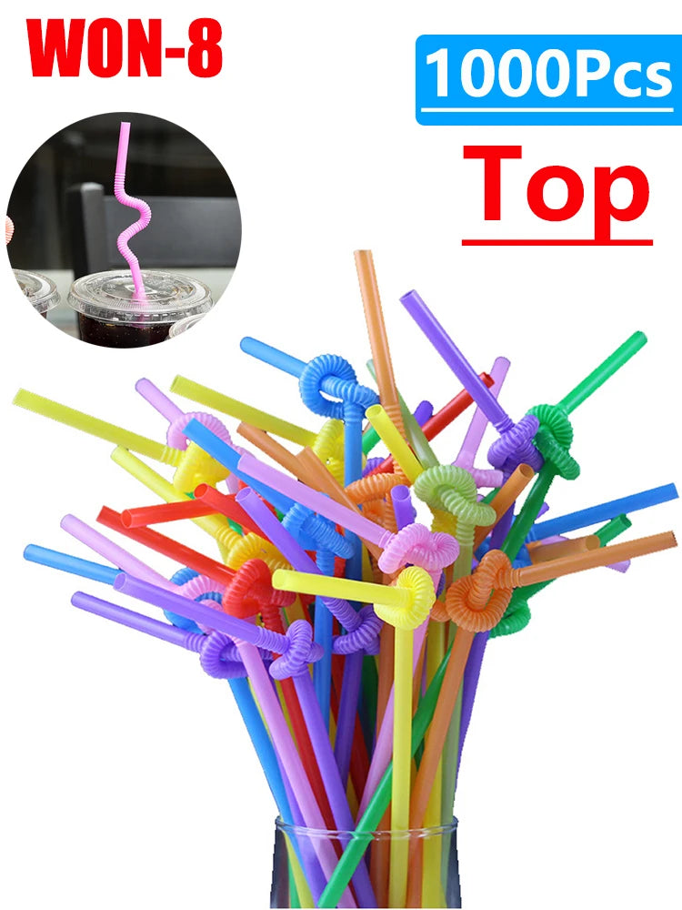 50/500/1000Pc Colorful Foldable Drinking Straws Juice Cocktail Beverage Straws for Party Bar Kitchen Accessory Wedding Wholesale