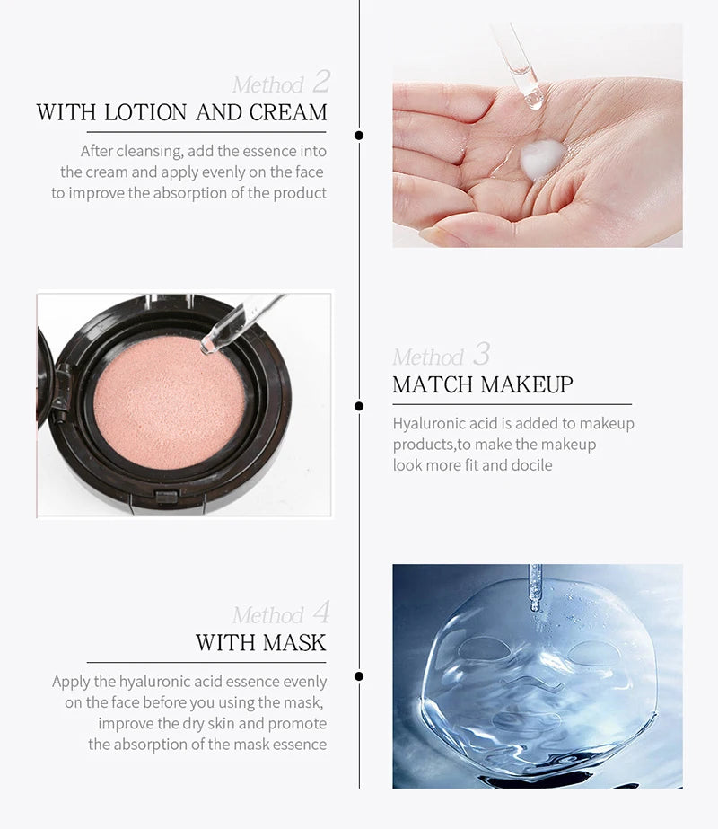 100ML Hyaluronic Acid Moisturizing Serum Face Essence Shrink Pores Brightening Lifting Facial Serum Skin Care