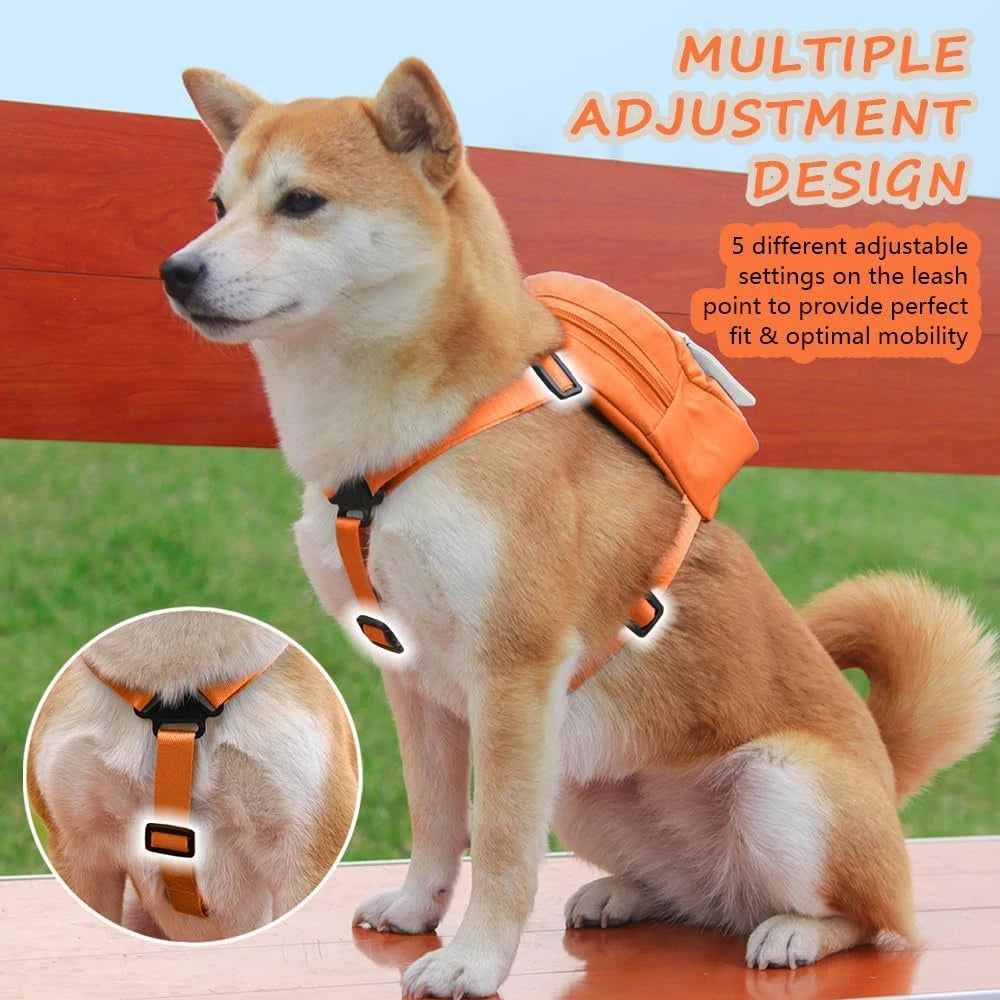 Cute Adjustable Pet Backpack with Harness Leashes Outdoor Travel Portable Dog Training Treat Pouch Pet Puppy Snack Storage Bags