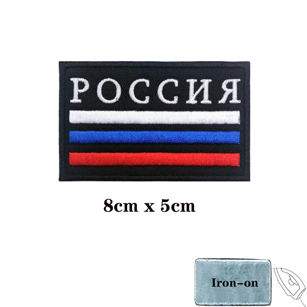 1PC Russian Flag Russia Armband Embroidered Patch Hook Loop Or Iron On Embroidery  Badge Cloth Military Moral Stripe