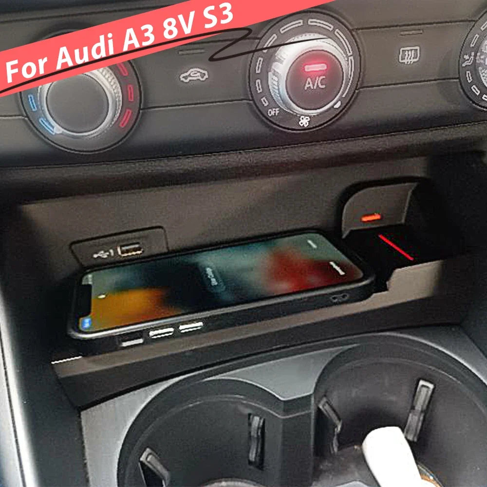 Moreway Wireless Charger For Audi A3 8V S3 2014-2020 Phone Mount Charging Station Mobile Stand Charge Accessories Car Interior