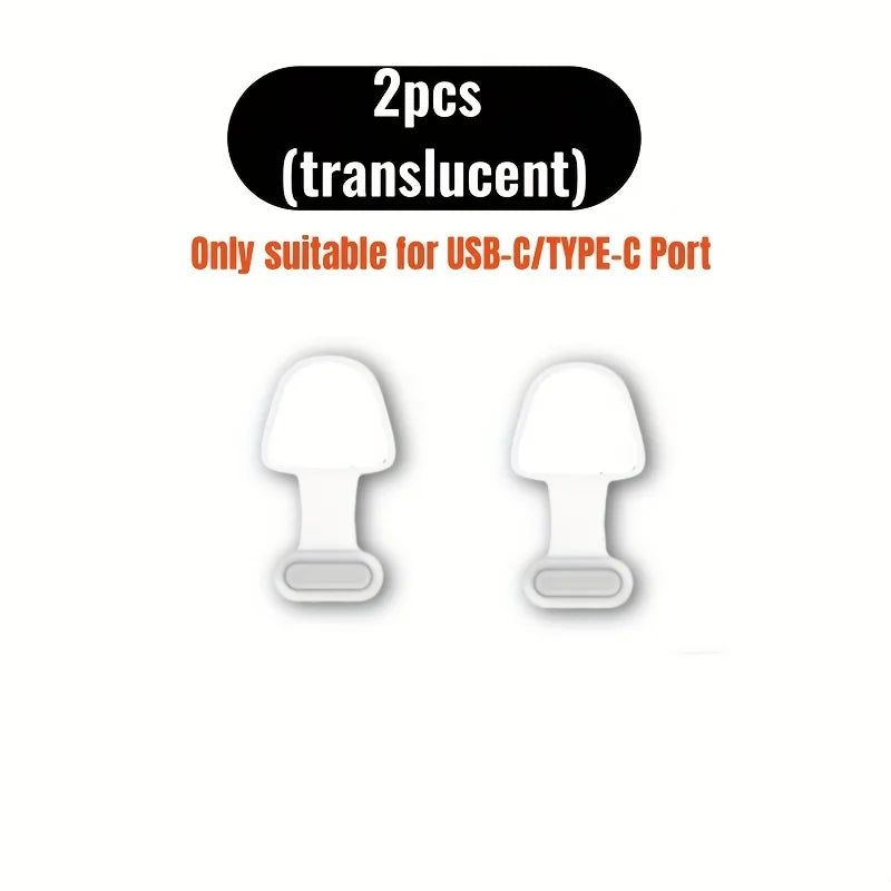 2/4PCS Silicone Dust-Proof Plug Tablet Black/Transparent Universal Charger Port Protector for iPhone & Type C Android Phones